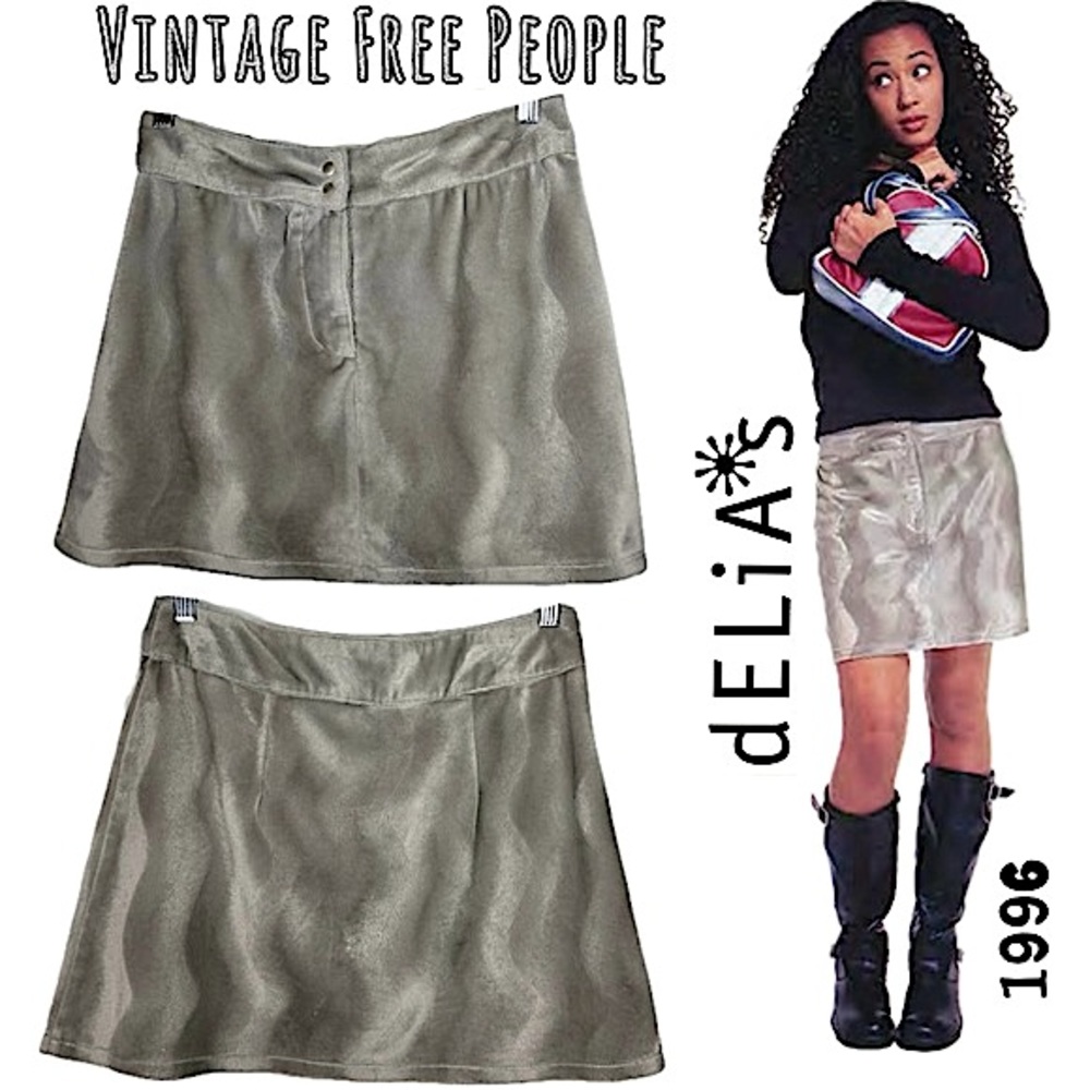 EUC Free People Metallic Mini Skirt *Vintage Y2K/90s*